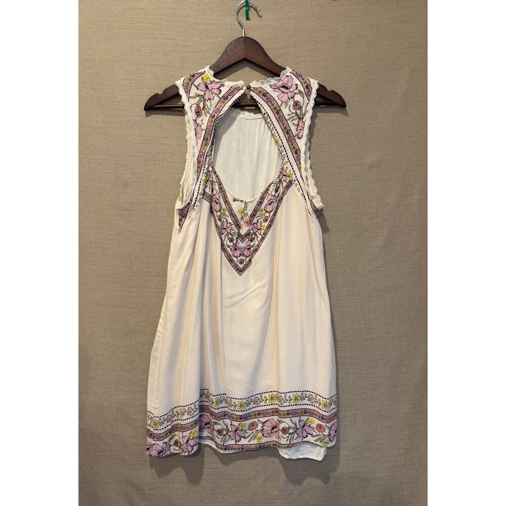 Skylar & Jade Juniors XL Cream Floral Border Print Sleeveless Dress Boho - Picture 3 of 5